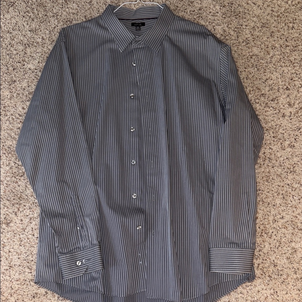 Apt. 9 Men's Pinstripe Dress Shirt - Dark Grey and White
